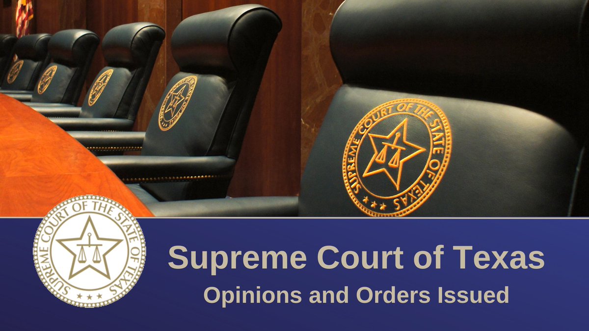 The Supreme Court of Texas issued orders today, including one per curiam opinion. Find a summary of the opinion here: txcourts.gov/media/1457070/… Full orders here: txcourts.gov/supreme/orders… #scotx #appellatetwitter #txlaw #txlawyers