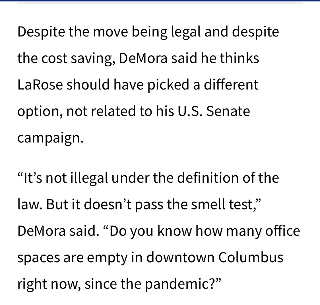 <a href="/NatalieFahmy/">Natalie Fahmy</a> <a href="/nbc4i/">NBC4 Columbus</a> Sec of State LaRose is running his Senate Campaign on our dime in plain sight. 
Grifter.