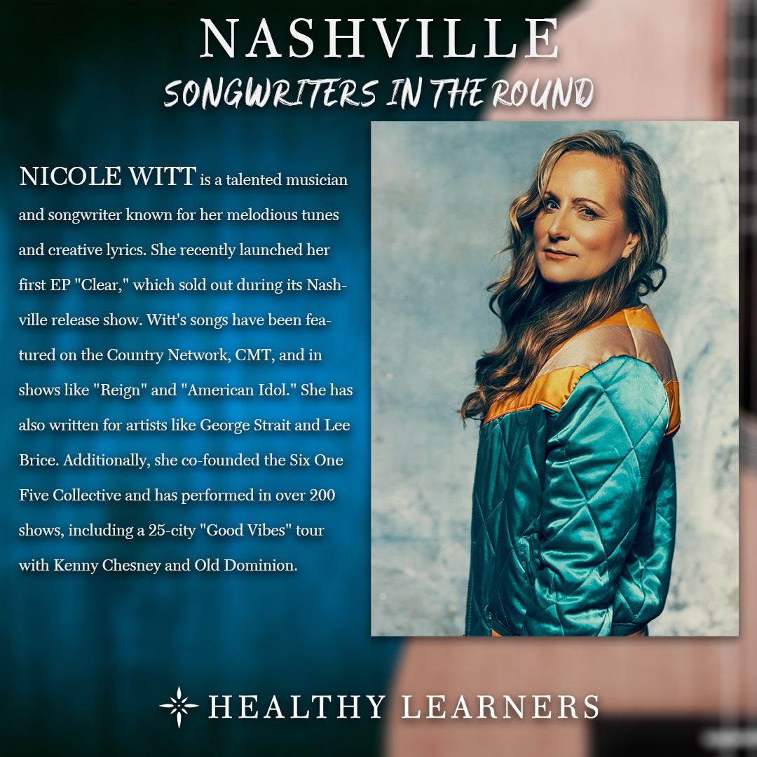 HealthyLearners's tweet photo. We are thrilled to announce this year's lineup of outstanding musicians for Healthy Learner's signature fundraiser, Nashville Songwriters in the Round!

Get your tickets today! https://t.co/h9rAI6uWs3
