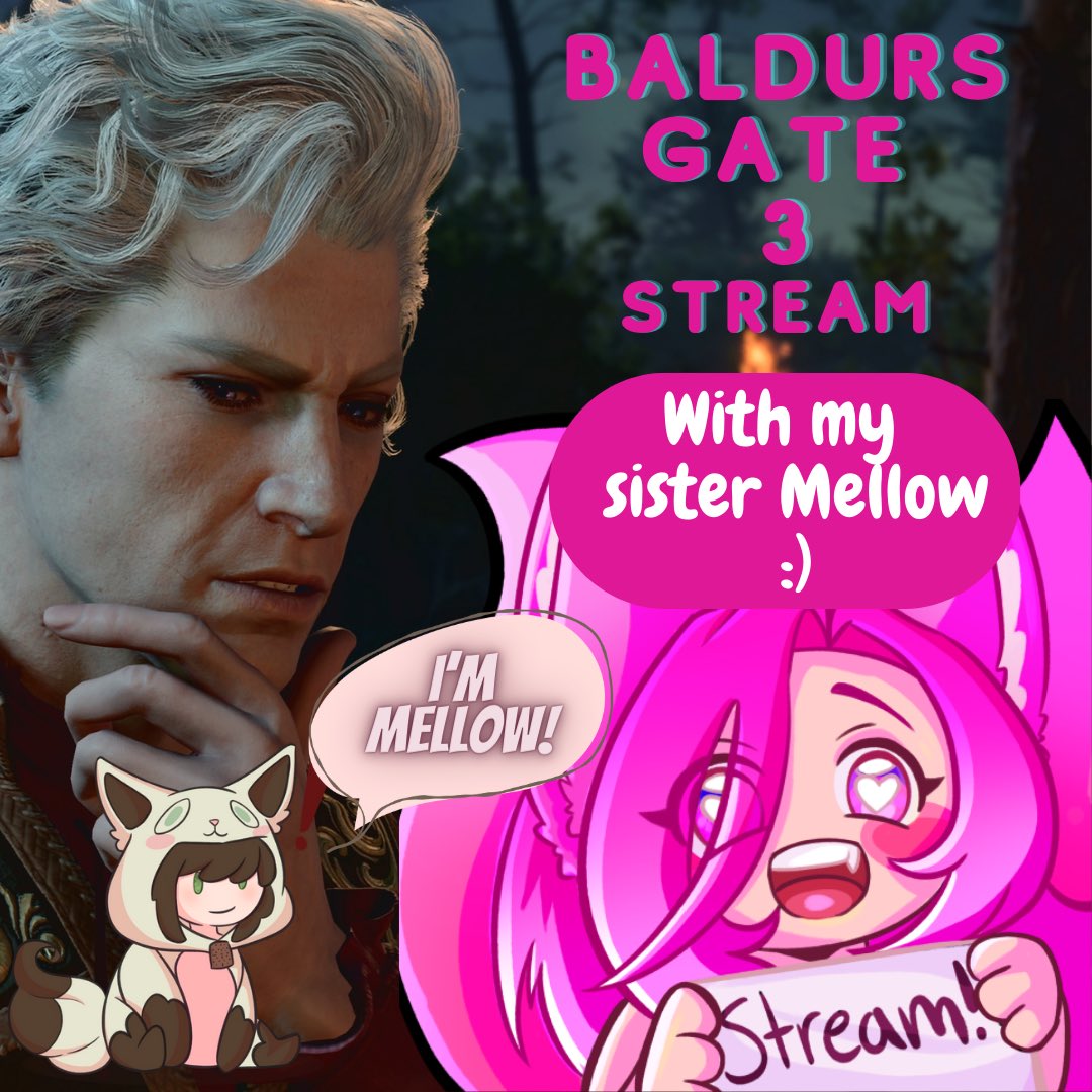 yougotink1's tweet photo. Tomorrow is sister Saturday! So family therapy with Astarion? Meet my sister mellow and join us for some fun and family craziness. (Also trying to get out dad aka Bob involved!) #streamergirl #streamer #twitch #twitchstreamer #BaldursGate3 #yougotink #envtuber #VtuberEN #Vtubers https://t.co/U79jLxmtMC