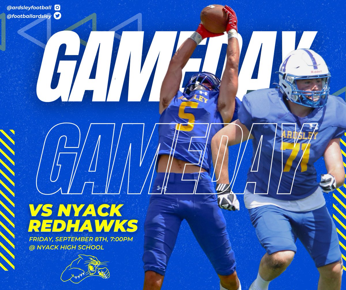 FootballArdsley's tweet photo. FNL‼️

🆚 Nyack Redhawks
⏰ 7:00PM
📍 Nyack High School
🐆 USA Theme (5 Dollar Admission!)

#MakeItHappen #ShockEveryone https://t.co/GZjtpGooSO