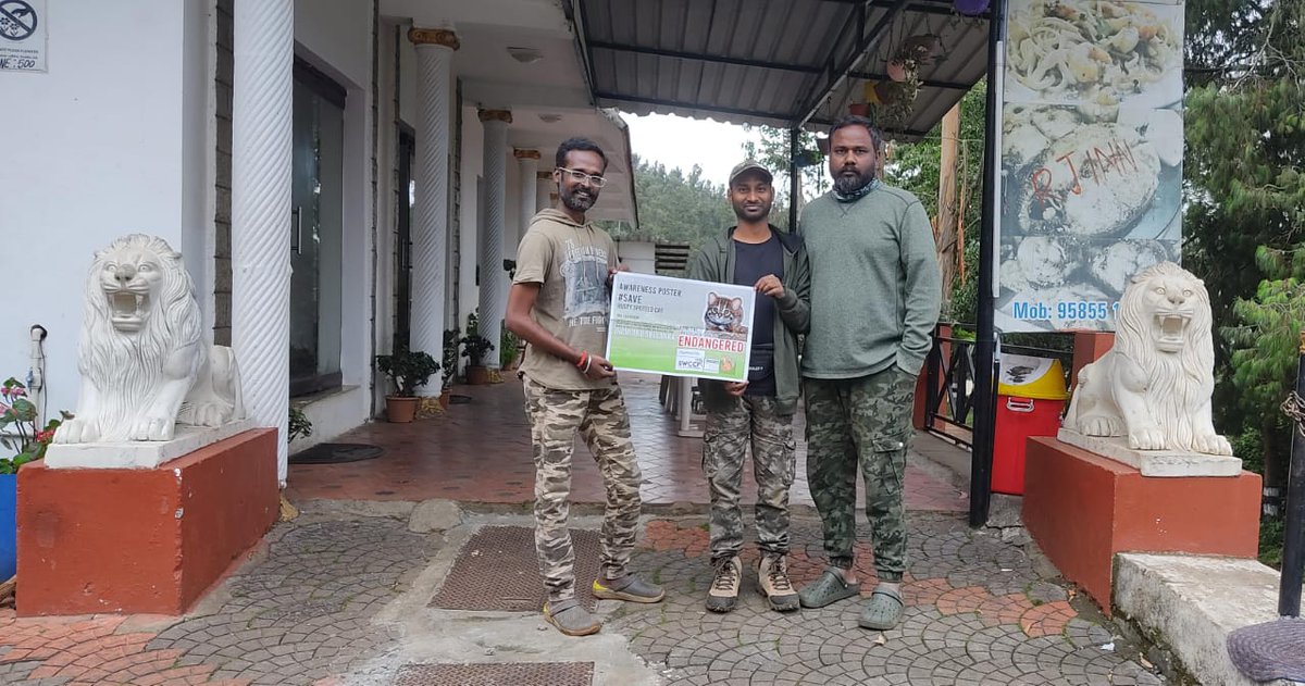 ShivaJmc12's tweet photo. The release of #RustySpottedCat awareness poster
at #nilgirihills, #Tamilnadu, #India by Thalaivaas Jana & Thamizhselvan Muthulingam the super biologists.
#rscwg #wildlife #Nilgiris #savesmallcats #smallcatsconservation @UKNikon #indiaves @Natures_Voice #ThePhotoHour @NikonIndia #BBCWildlifePOTD @AnimalPlanet @DiscoverKorea_ @WildlifeMag @NikonUSA @NatGeoIndia @BBCEarth @Discovery