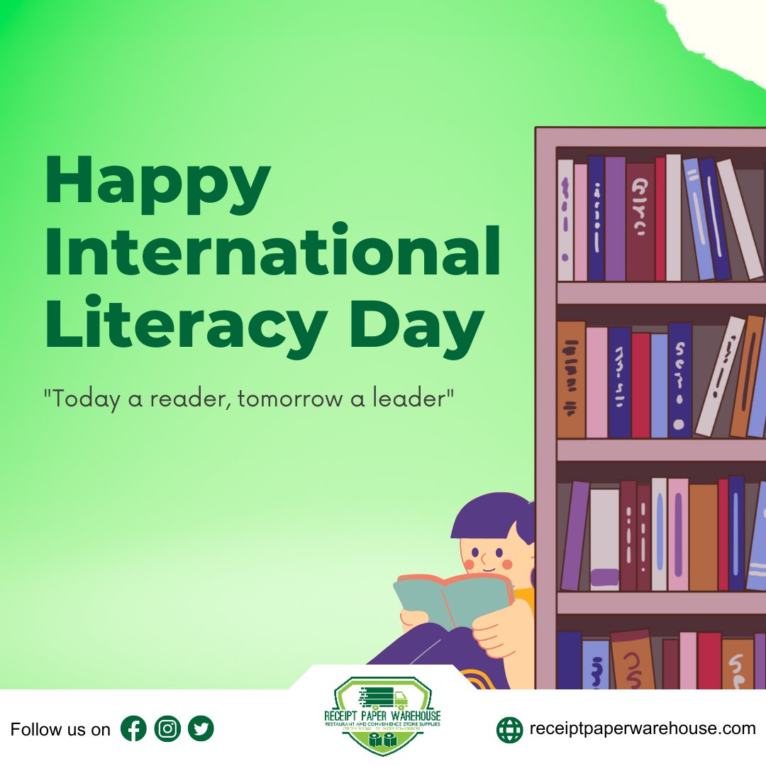 Let's Celebrate the Power of Words and Knowledge on this International Literacy Day! 📚✨ Education opens doors to a brighter future. Let's continue to promote literacy and learning around the world. 🌍📖
#ReceiptPaperWareHouse #internationalliteracyday