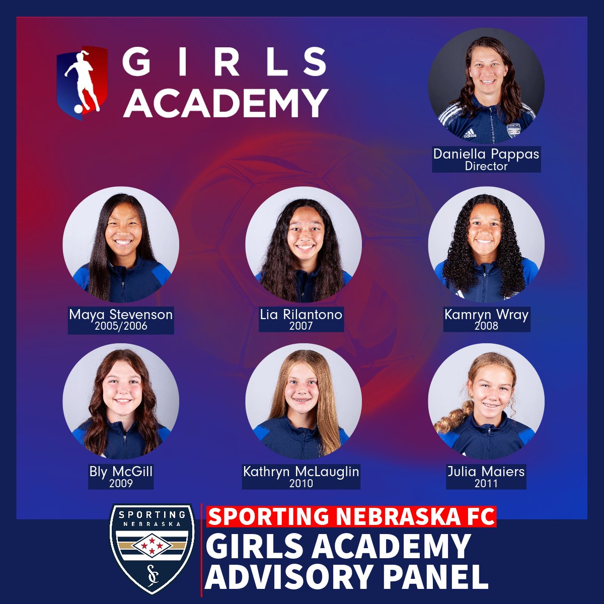 SportingNEGirlsGA (@snfcgirlsga) on Twitter photo We are excited to announce our Sporting NE <a href="/GAcademyLeague/">Girls Academy</a> Advisory Panel. Players and coaches coming together for the betterment of the game and the culture. This is who the GA is and who we are.
<a href="/SportingNE_FC/">SportingNebraskaFC</a> <a href="/sportingkcyouth/">Sporting KC Youth Soccer</a> We are excited to announce our Sporting NE <a href="/GAcademyLeague/">Girls Academy</a> Advisory Panel. Players and coaches coming together for the betterment of the game and the culture. This is who the GA is and who we are.
<a href="/SportingNE_FC/">SportingNebraskaFC</a> <a href="/sportingkcyouth/">Sporting KC Youth Soccer</a>