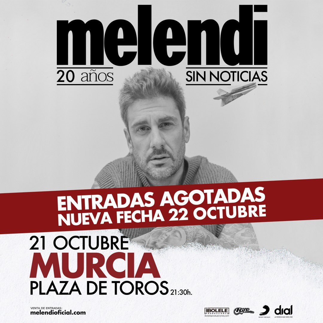 Segunda fecha en Murcia Entradas ya disponibles en melendioficial.com #20añossinnoticias #vuelveholanda