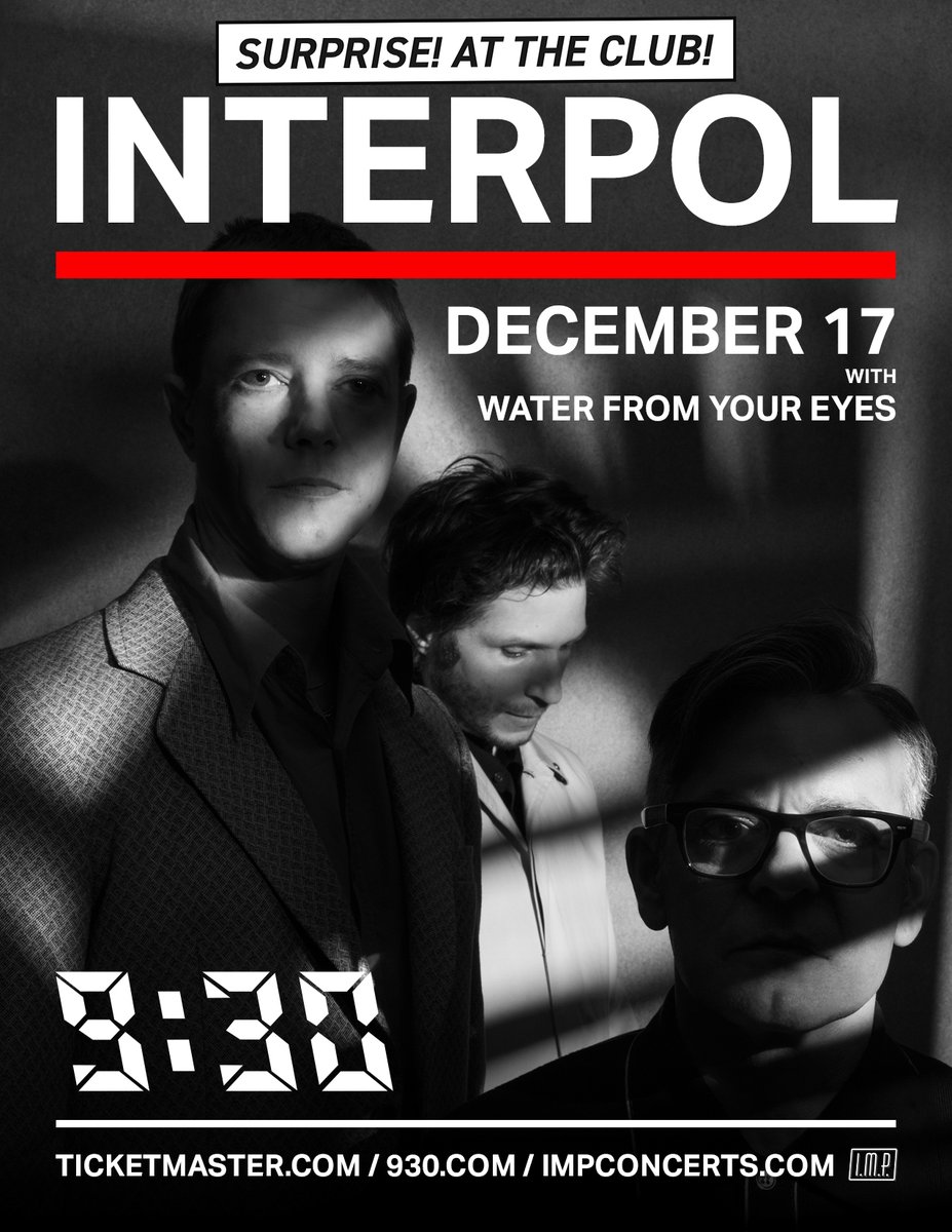 FIRST NIGHT SOLD OUT, SECOND NIGHT ADDED: 12/17, @Interpol , on sale NOW! 🎟️: bit.ly/Interpol2_930