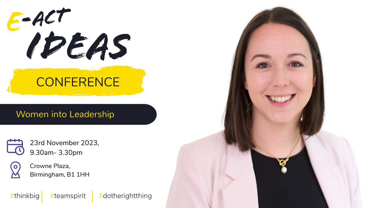 EducationEACT's tweet photo. NEW Conference! 
E-ACT Ideas Conference-Women into Leadership

Hear from inspirational women who are paving the way, take part in discussions and be motivated and empowered.

To book: https://t.co/9ilkQopeSx
Please share with your network!
#EACTIdeas #womened https://t.co/rpug9PDwah