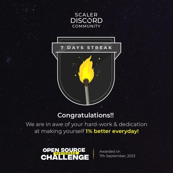 being_selmon's tweet image. I have successfully completed the first milestone of the #OpenSourceSep Challenge with @scaler_official Discord Community🚀
You can join the community HERE -discord.gg/sugEpYvH8N 
#OpenSourceSeptemberChallenge #ScalerDiscord #opensource