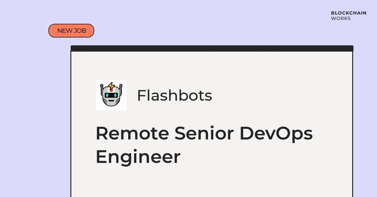 Check out Flashbots 🚀

They're looking for a Remote Senior DevOps Engineer working with Kubernetes, Docker &amp; Web3

Apply now or tag someone who would be a good fit! 🙌
blockchain.works-hub.com/jobs/remote-se…

#remotework #remotejobs #kubernetes