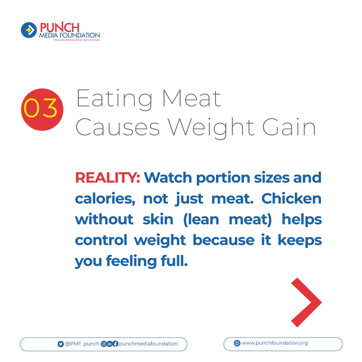 PMF_punch's tweet image. Are you curious about what's on your plate? 🍽️ This week, we have gathered the most intriguing meat myths and separated the sizzle from the fizzle! Discover the facts that will reshape your perspective on meat consumption and its impact. 

#factsfriday 
#punchmediafoundation