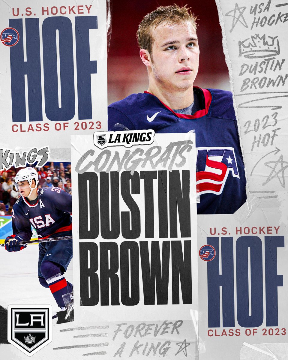 LAKings's tweet image. Forever an American King 🇺🇸

Dustin Brown has been announced as a member of the US Hockey Hall of Fame’s Class of 2023!

🔗 bit.ly/3LgsTFs