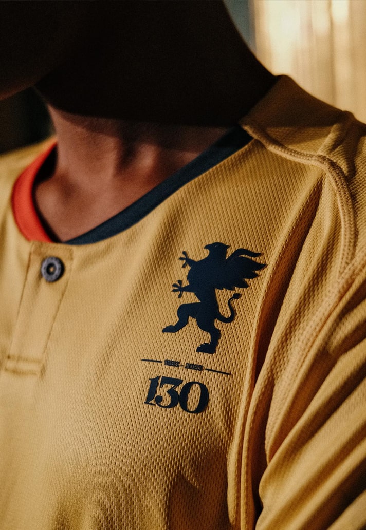 #GenoaCFC Reveal Special 130th Anniversary Kit From #Kappa - Golden base, classic colors, and a special crest.