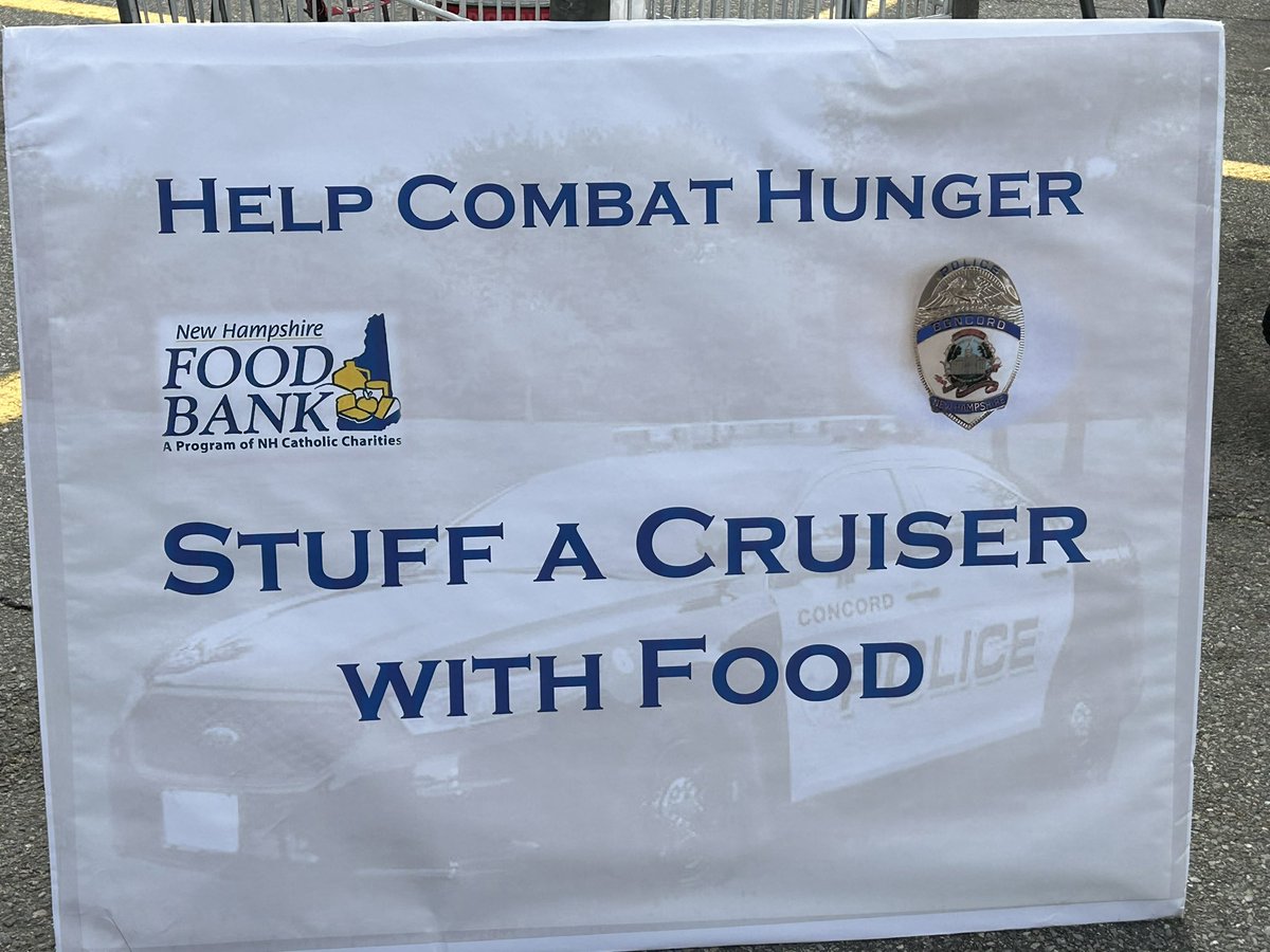 LibertyConcord's tweet photo. Come see us today September 8 at Fort Eddy Market Basket until 1pm for our #stuffacruiser event

Concord Police Department and the NH Food Bank need your help to Fight Hunger and Stuff a Cruiser with food donations! https://t.co/Ns4K3pacDJ