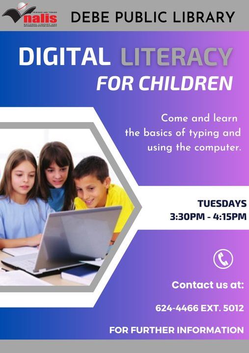 NALISTT's tweet image. The Debe Public Library is offering Digital Literacy sessions for all!
Learn to navigate the online world, the basics of computers, social media and much more...
Call 624-4466 ext. 5012 or message them directly on their Facebook page.
#libraryprograms
#Digitaliteracy