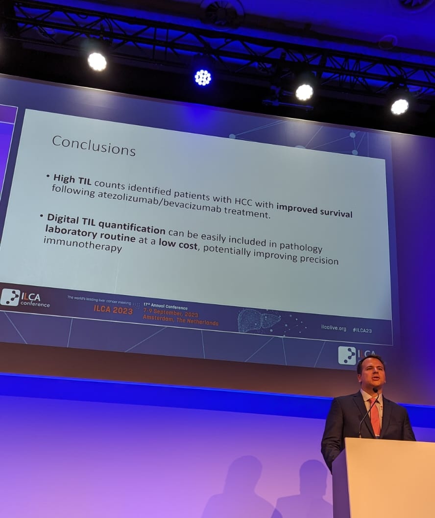 What a pleasure to present our preliminary data on the prognostic value of machine-learning derived #TILs-counts in #HCC today at #ILCA2023 - thank you for the opportunity and the great conference! @DJPinato @A_DAlessioMD @PinterMatthias @imperialcollege @MedUni_Wien