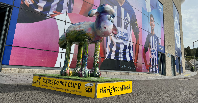OfficialBHAFC's tweet photo. We’re proudly supporting @MartletsHospice and their @ShaunByTheSea art trail, in collaboration with Wild in Art and Aardman. 💙🤍