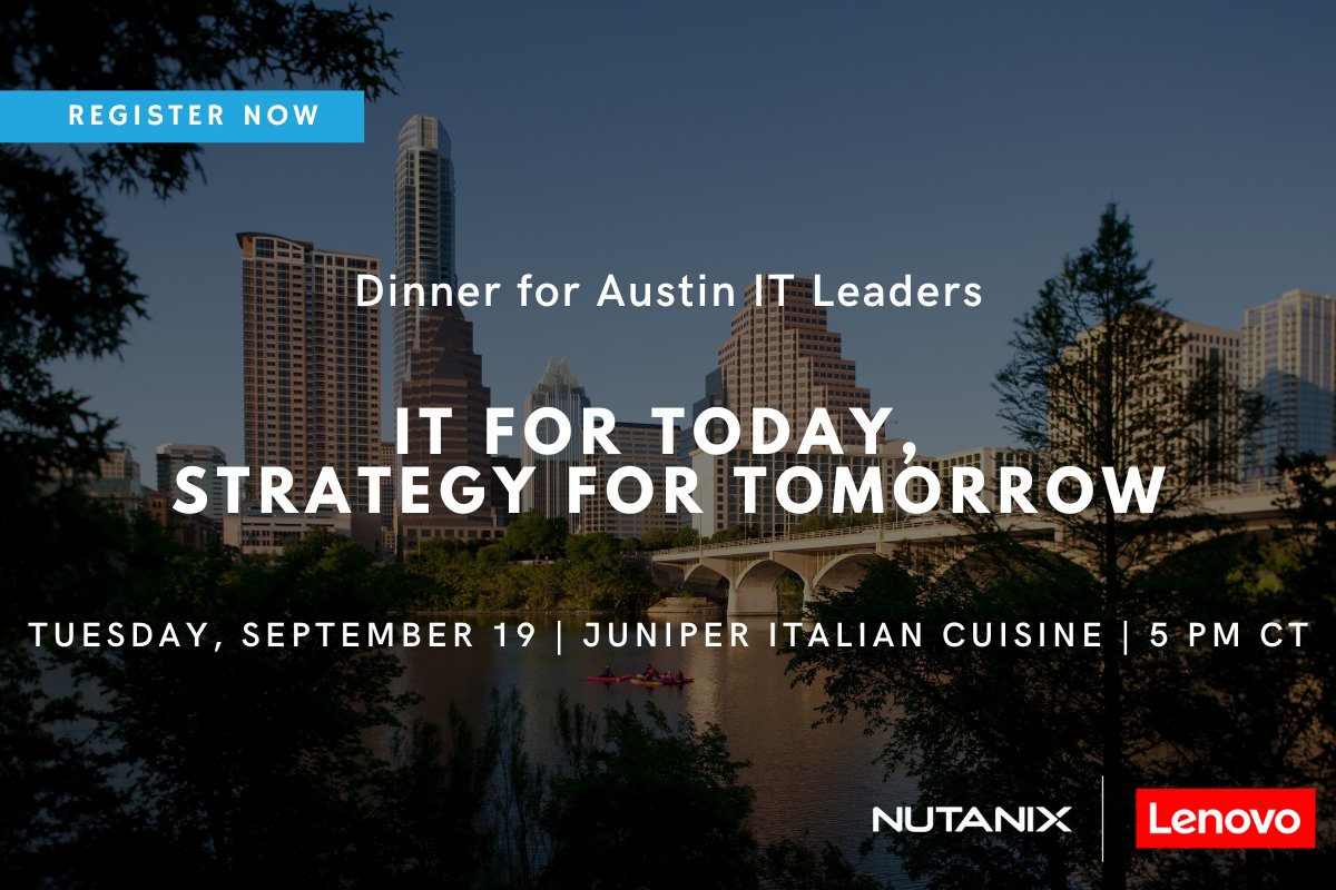 Austin IT Leaders, prepare for a networking dinner where we'll explore "IT for Today, Strategy for Tomorrow"

Join us for a discussion with experts and peers about the steps that can help position your organization to drive greater business value: sincusa.com/events/lenovo-…