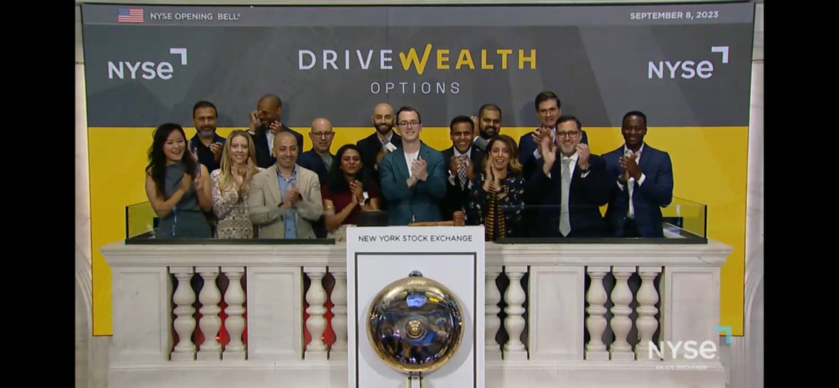 DriveWealth's tweet photo. Exciting morning for our DriveWealth team! We had the opportunity to celebrate the launch of our Equity Options Trading product by ringing the Opening Bell at @NYSE . So many people contributed to this milestone, and many of them were able to take part in this moment. https://t.co/M5AyZxwuhn