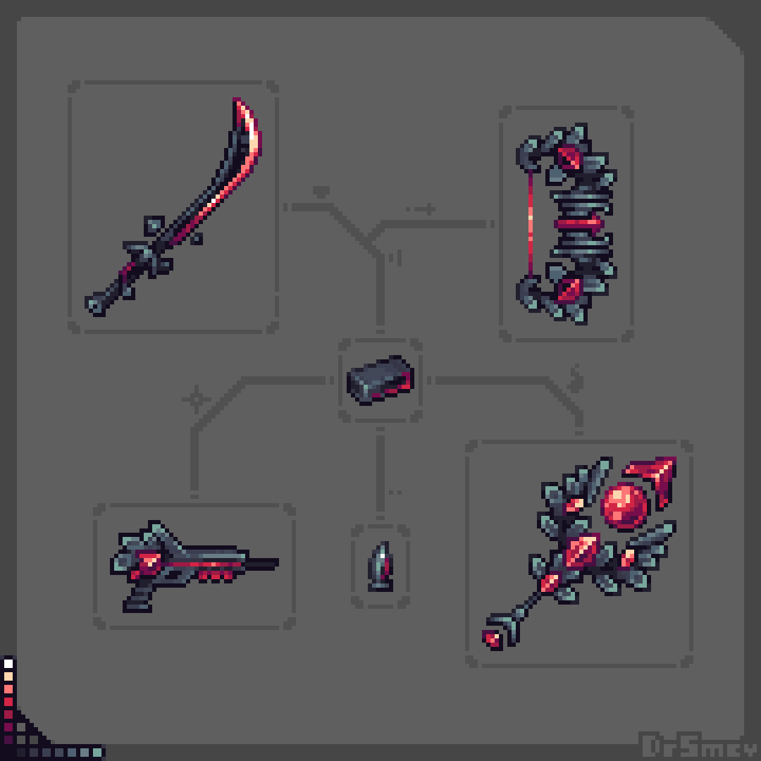#aseprite #pixelart #madewithaseprite
Rubinyte Weaponset
(Repost from May 2022)