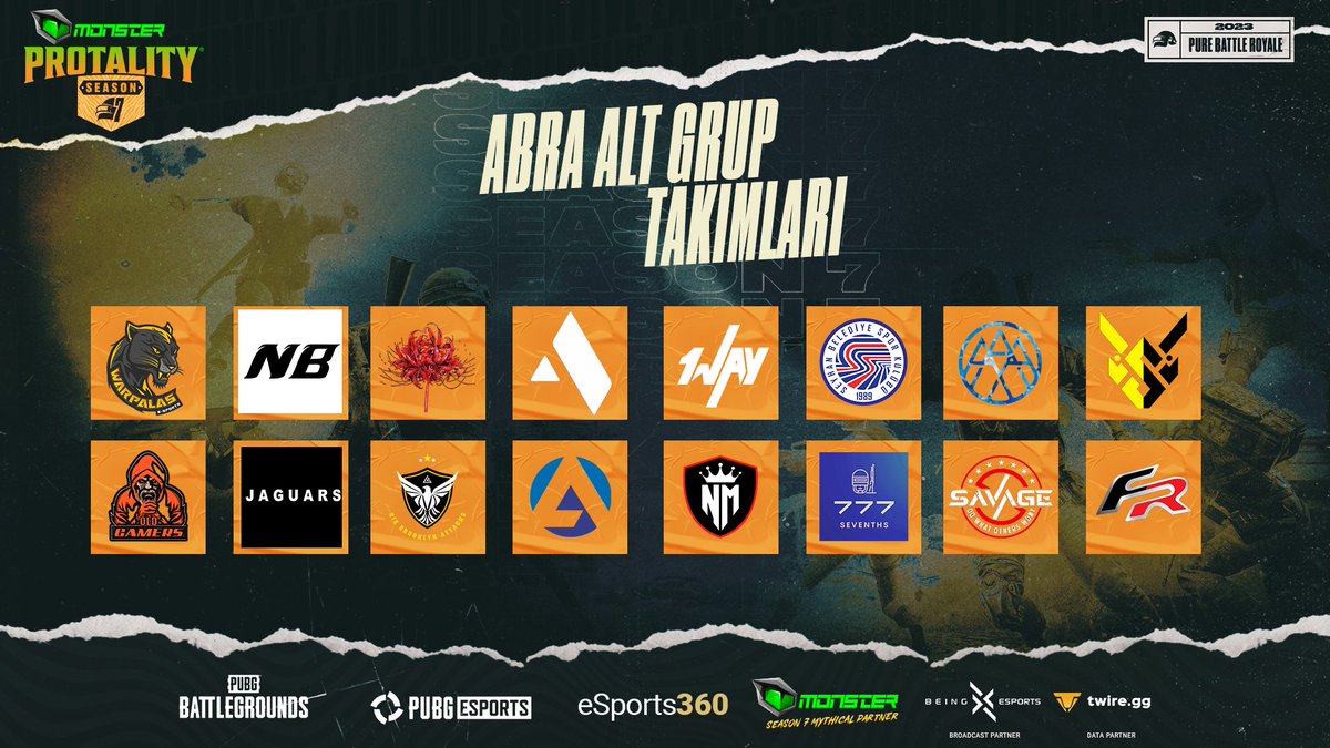 protalitygg's tweet photo. Kimler adını Büyük Final Aşaması'na yazdırabilecek? 🎟️ 

Final yolunda MONSTER PROTALITY Season 7 Abra Alt Grup Aşaması’nda mücadele edecek takımlar karşınızda!

Abra Alt Grup Aşaması, 9 Eylül saat 19.00'da her zamanki adresinde yayında! 
📺 https://t.co/NVkj7fmnS2 

#PROTALITY @PUBG_TUR @esports360mag @monsternotebook