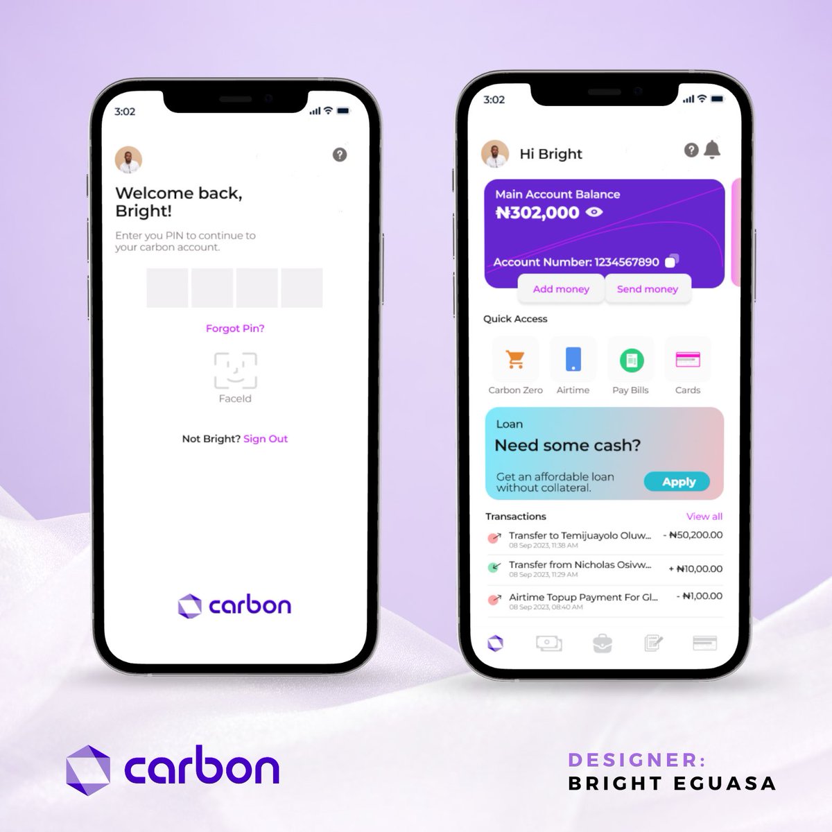 Clever302's tweet photo. Hi guys,

I am starting my journey as a UI/UX Designer, and so today I decided to try out my design skill for the first time by redesigning the interface of my favorite mobile banking app @get_carbon 

I would appreciate your feedbacks on my design.

#MyDesignJourney #uidesign https://t.co/sCmxu2FeGS