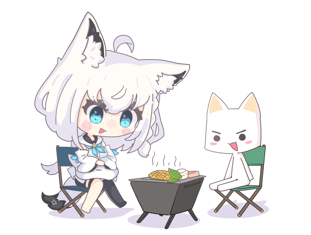 shirakami fubuki 1girl animal ears fox ears fox girl white hair fox tail tail  illustration images