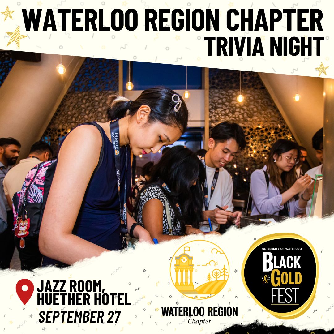 We’re just a few weeks away from Black & Gold Fest 2023 and we’re celebrating with our alumni chapters all over the world! Check out the event listings below to find an event near you. 🖤💛

Have you registered? 

#uwaterloo #uwaterlooalumni #uwaterlooproud
