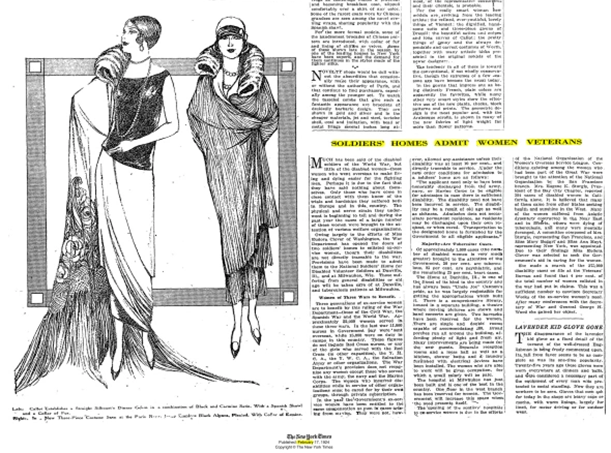 Fun fact: To reach more women, VA advertised in the fashion section of the New York Times to promote that they were now providing health care for women Veterans! This page is from Feb. 17, 1924. #WomenVets100