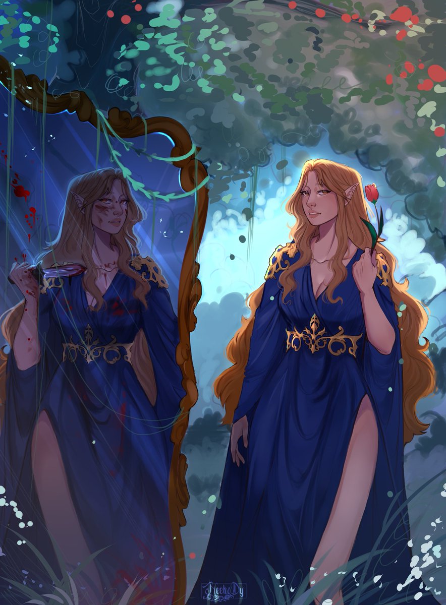 “With time and safety, perhaps we'll see a different side of her emerge. (...) Don't forget that gardening often results in something pretty, but it involves getting one's hands dirty along the way”

↪ Comm by me and <a href="/AuroraVeliant/">Camila 合 Viu o SKZ</a> 

↪ Art by <a href="/NeekoDy/">Will</a> 

#Elainweek