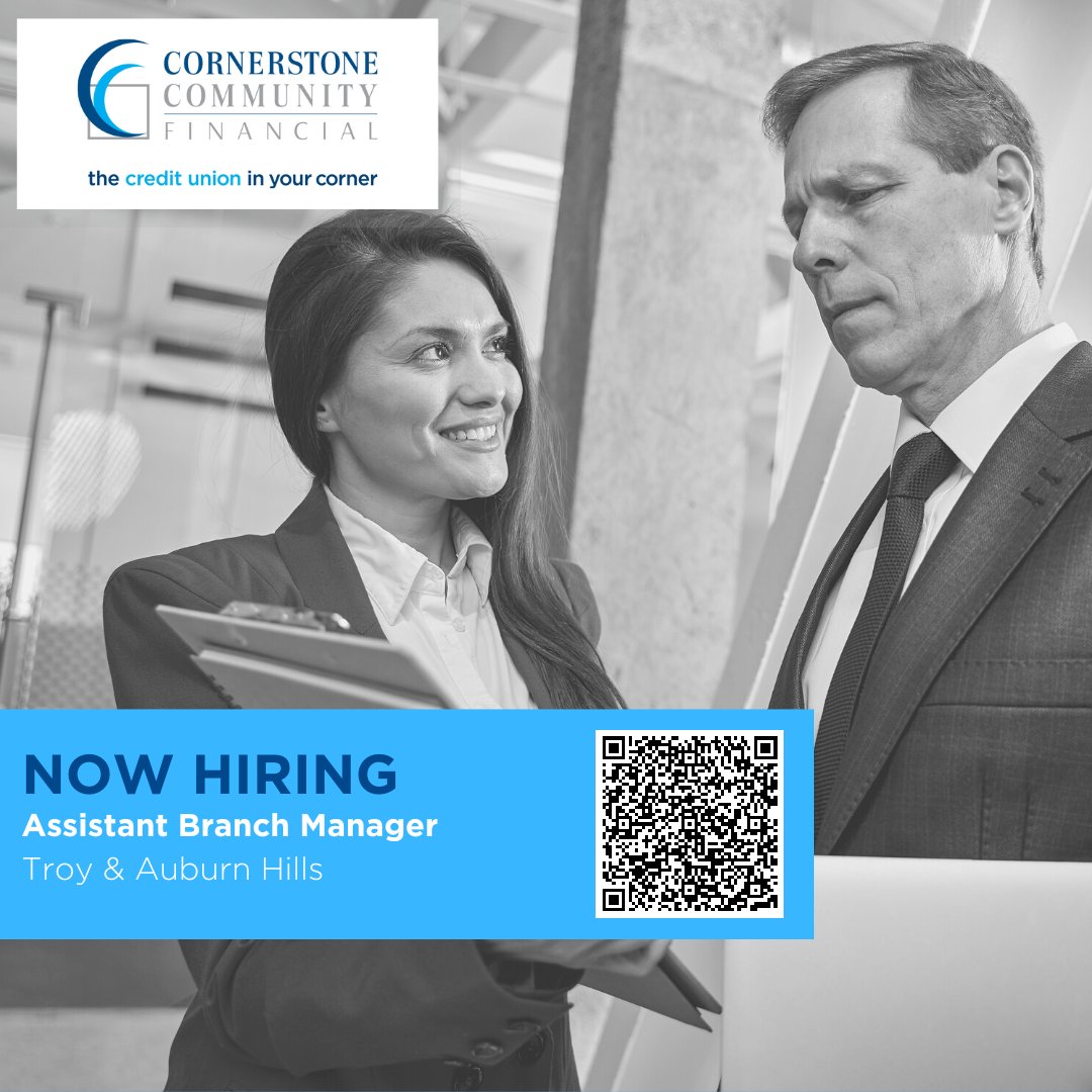 Looking for your next growth opportunity? Our Troy and Auburn Hills branches are currently looking for an actively engaging team member to help drive branch operations and assist with team member development! Join CCF and lets grow together: mtr.cool/akhaipsgdw