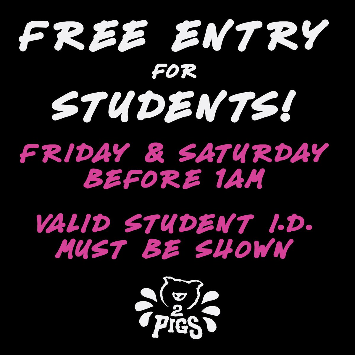 ☀️WHAT A SCORCHER ☀️
…and we’re not talking about the weather! We’re talking about the sizzling hot weekend we’ve got in store for our piglets 🐽 

FRIDAY: DJ WELDON on the decks
SATURDAY: SAM ATLANTIS presents a 10 Year Arctic Monkeys AM Anniversary party!

From 10.30pm