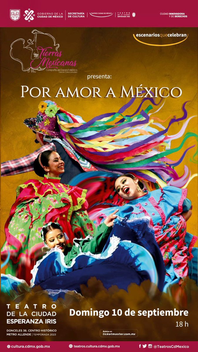 ⚠️#PasesDobles Disfruta de un espectáculo de danza tradicional Mexicana #PorAmorAMéxico 🇲🇽 📍Esperanza Iris 📅 Domingo a las 6:00 pm ⭐RT y Fav ⭐Nombre completo Los ganadores serán seleccionados al azar mañana a medio día. #UrbanPopMx🎙️ #LaVisiónDelEntretenimiento