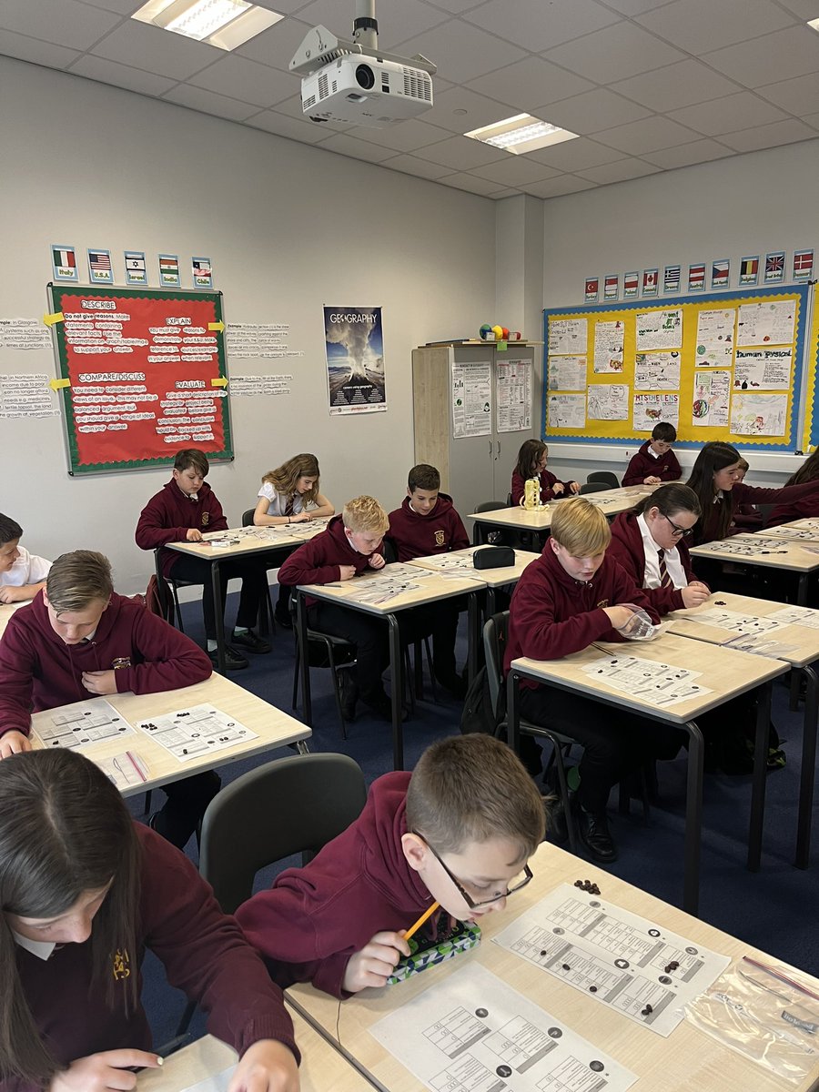 MissHamillHist's tweet photo. S1 social hard at work this morning - we are learning about budgeting in business, and used coffee beans to prioritise our income 👏🏻 @StModansSocial @StModansHS https://t.co/3kNBh9j0l1