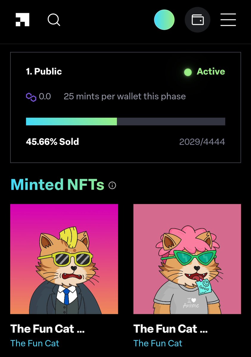 TheFunCat's tweet image. Meow😺,Mint Still Live! 📢

The Fun Cat is still available on @LaunchMyNFT,4444 in supply, priced at 0.00 $MATIC

Mint on 👉 launchmynft.io/collections/0x…

Powered By @0xPolygon ⚡
#MATIC #NFTCommunity #mint #NFTCollection #NFTsales #PolygonCommunity #onPolygon #LaunchMyNFT #TheFunCat