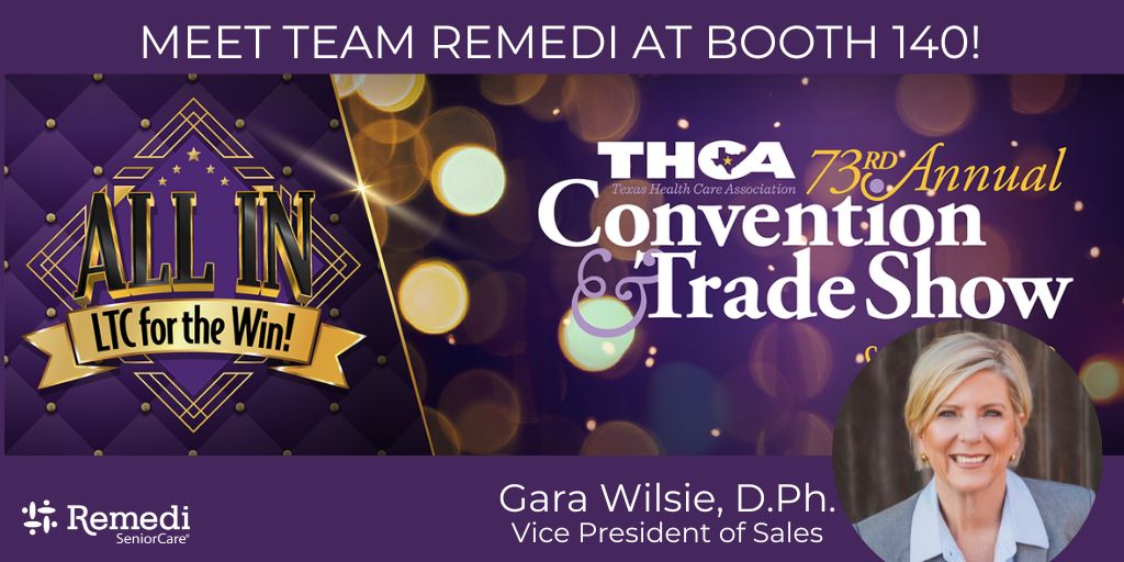RemediSC_'s tweet photo. Meet up with #RemediSeniorCare at the @TXHCA  annual conference on 9/11 &amp; 12. Stop by booth 140 to learn more about #PAXIT, the 24-hour, unit-dose #medicationmanagement system that will save your nurses 30 minutes per med pass!  #technologyenabledpharmacy #longtermcare https://t.co/hCdtvpdZLL
