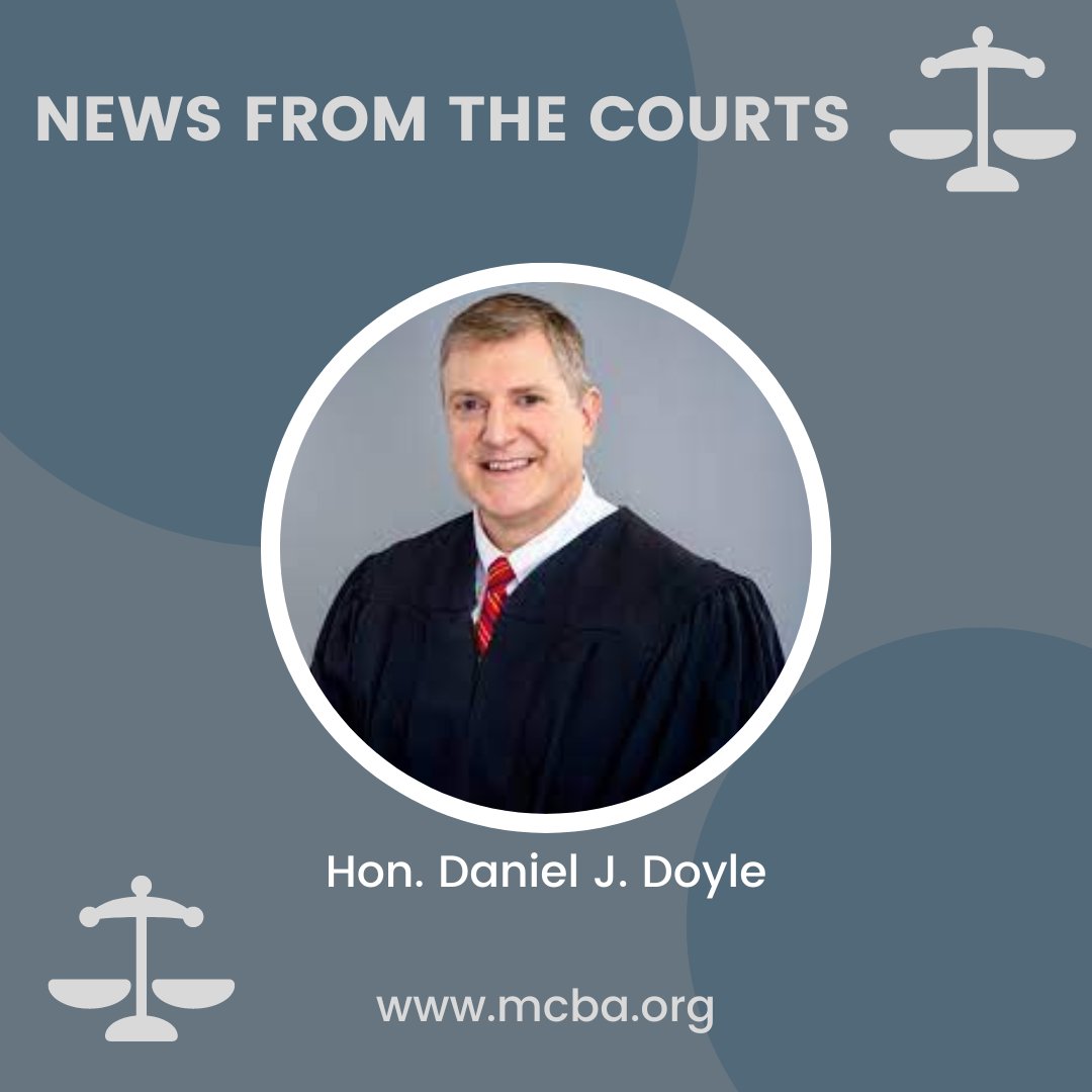 MonroeCountyBarAssoc (@mcba_ny) on Twitter photo News from the Courts! Hon. Daniel J. Doyle has been appointed as Supervising Judge for the Civil Supreme Court in the 7th Judicial District effective immediately. 
Congratulations, Justice Doyle! We look forward to working with you in this new role. News from the Courts! Hon. Daniel J. Doyle has been appointed as Supervising Judge for the Civil Supreme Court in the 7th Judicial District effective immediately. 
Congratulations, Justice Doyle! We look forward to working with you in this new role.