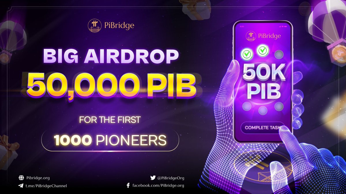 PiBridgeOrg's tweet image. 🎁AIRDROP 50,000 PIB TOKEN FOR THE FIRST 1000 PIONEERS🎁

🚀Mission:
1. Like &amp;amp; Retweet this post
2. Tag 3 friends
3. Fill in the form to immediately receive 50 PIB tokens: docs.google.com/forms/d/e/1FAI…

✨#PIB is the governance token of the #Pibridge project, you can currently use this…