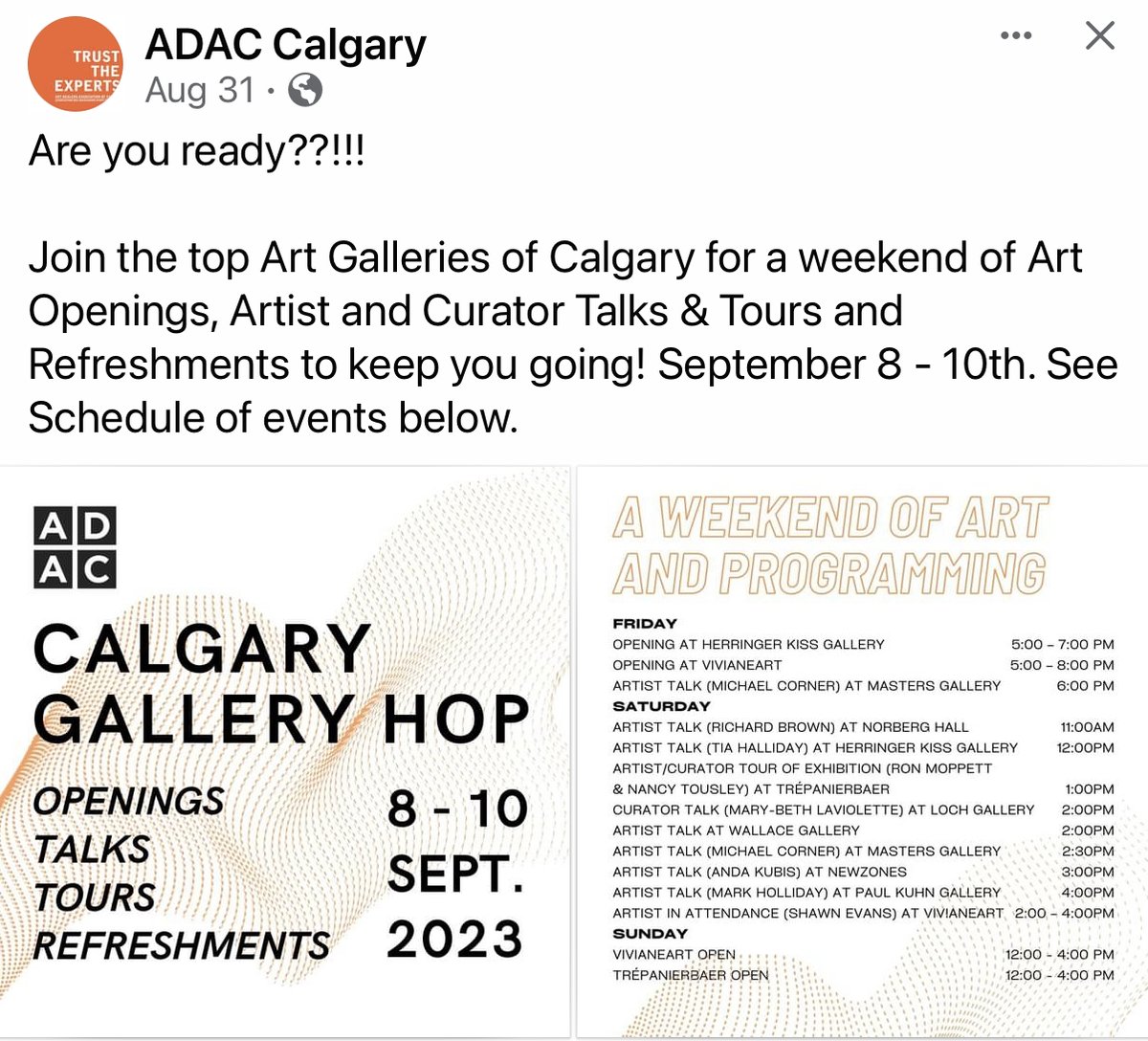 everydaytourist's tweet photo. Calgary has a very diverse art gallery scene. Learn more: https://t.co/d2oNUjIfYB This weekend is going to be busy both a Crawl &amp; A HOP? 
@CalgaryArtsDev @alexsarian @GiantBlueRing @trepanierbaer @esker @GalleriesWest @BurnsVisualArts @ramsaycalgary #artgallery #Calgaryarts https://t.co/0gLkuRVb8A