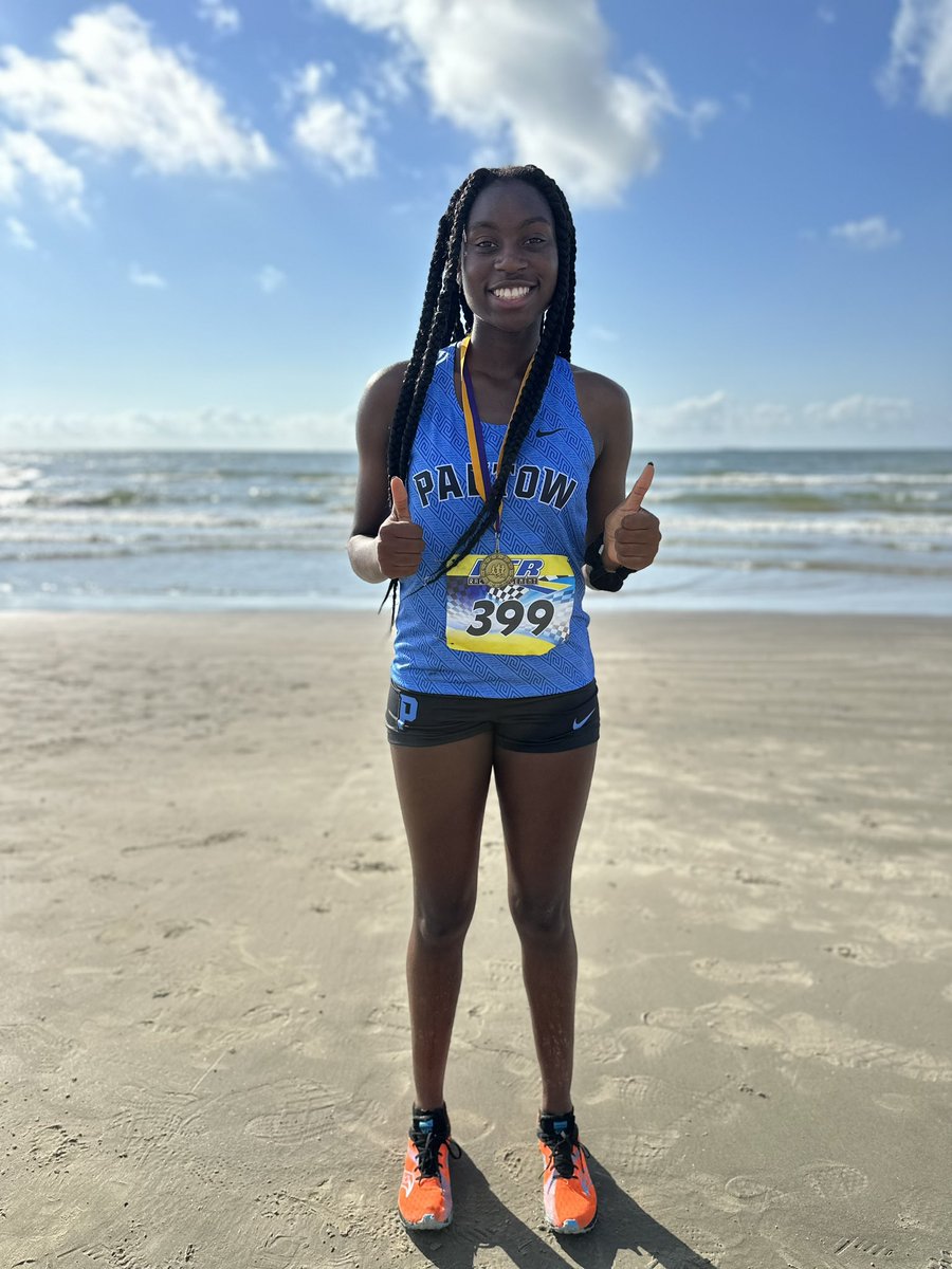 Clap it up for Tayo! She is leaving the beach with some hardware! After her top 20 finish in the Galveston Island Beach Run!
