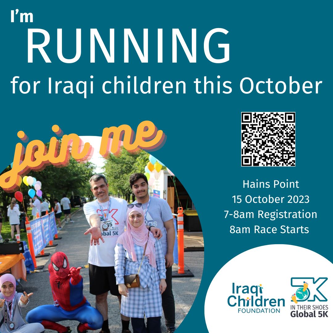 dcollinsLMSW's tweet photo. "running" may be a generous description of what I'll be doing, but yes I will be there! 

please consider joining us or making a donation in support of Iraqi kids and families! https://t.co/lbqbgtoLla