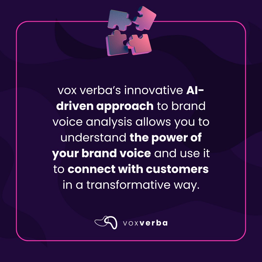 vox_verba's tweet image. Our AI-driven approach revolutionizes how you connect with your audience, making every interaction transformative. Let your brand voice resonate and build lasting connections. 📣 🔮 ✨ 

Learn more: voxverba.com 

#VoxVerba #BrandEmpowerment #AI