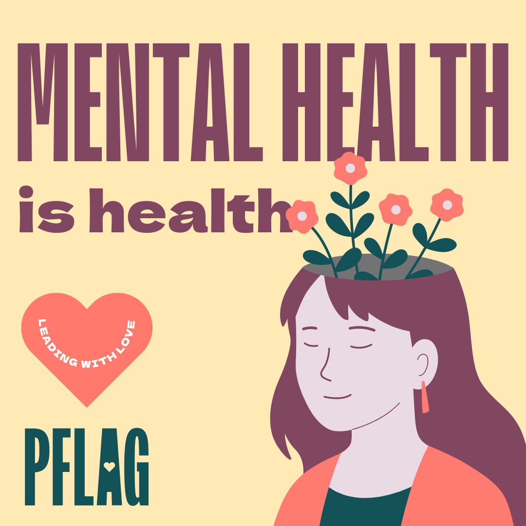 Happy Friday, PFLAG fam! #MentalHealth is health and #SelfCare isn’t selfish. 🌈🧠 As always, if you’re in crisis, seek immediate help—you can visit pflag.org/hotlines for a list of hotlines that provide services to callers across the country.