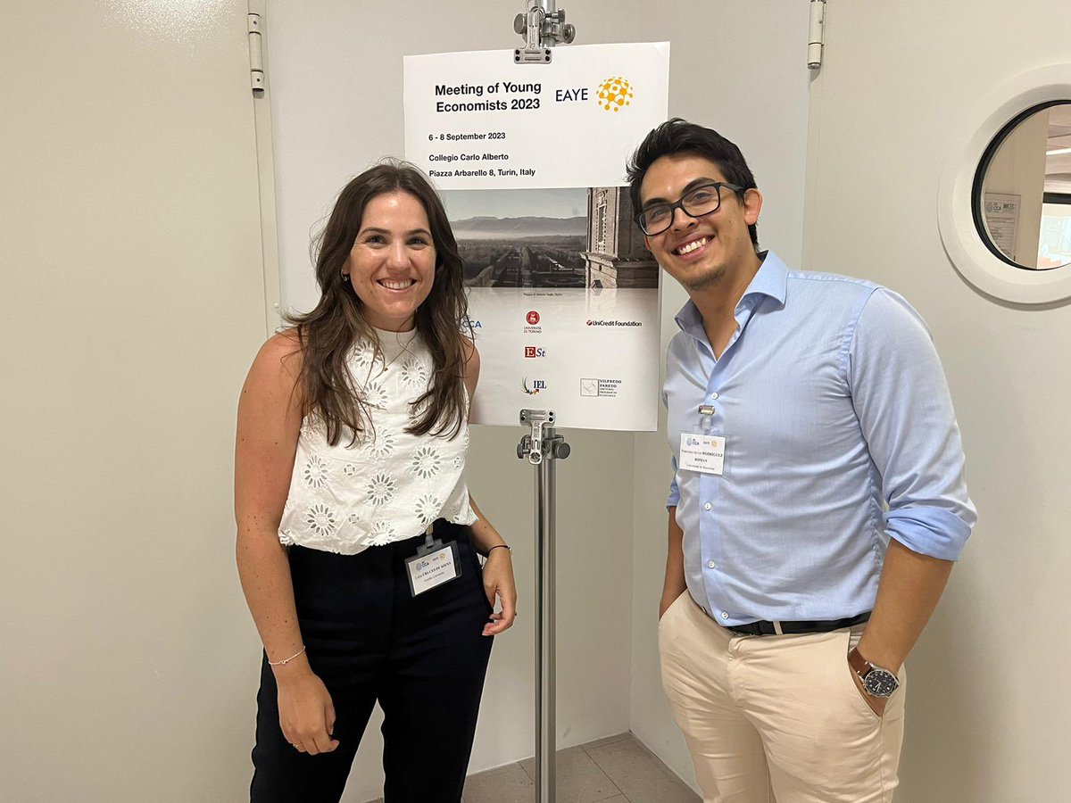 Javier Rodríguez Román (@javirodriecon) on Twitter photo Had and amazing time in Turin this week at the <a href="/EAYEconomists/">EAYE</a> Meeting of Young Economists, and to put the cherry on the cake <a href="/Lidia_Cruces_/">Lidia Cruces</a>  and I got to share this honor! Had and amazing time in Turin this week at the <a href="/EAYEconomists/">EAYE</a> Meeting of Young Economists, and to put the cherry on the cake <a href="/Lidia_Cruces_/">Lidia Cruces</a>  and I got to share this honor!