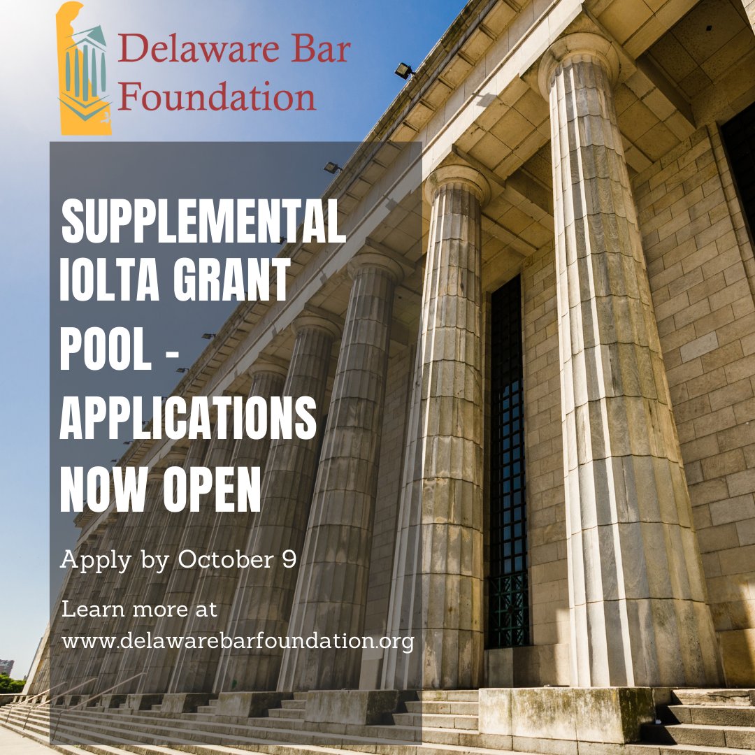 Pleased to announce a special one-time grant cycle for discrete purchases (such as technology needs) or innovative pilot projects that may assist in reaching hard-to-service people in poverty or significantly improve service delivery to them in civil legal matters in Delaware.