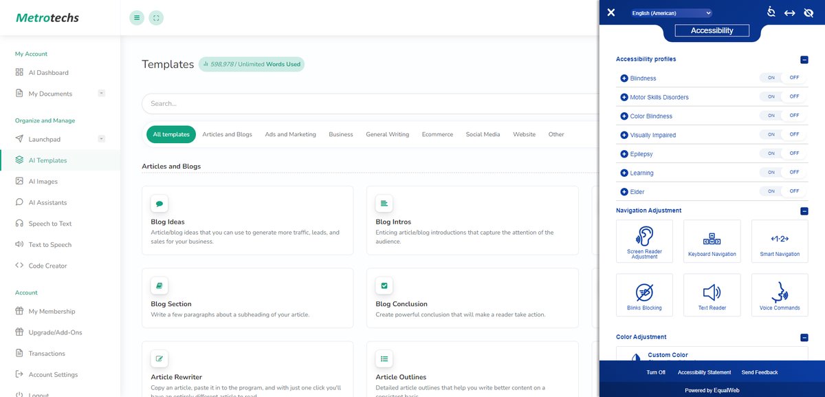 MetrotechsIO's tweet image. Incredible update! 🛠️ Metrotechs now offers a full suite of ADA tools to ensure our services are #AccessibleForAll! Customize layout, increase font size, adjust contrast, and more to match your needs. Questions? DM us.💻🎉 #Metrotechs #ADACompliant