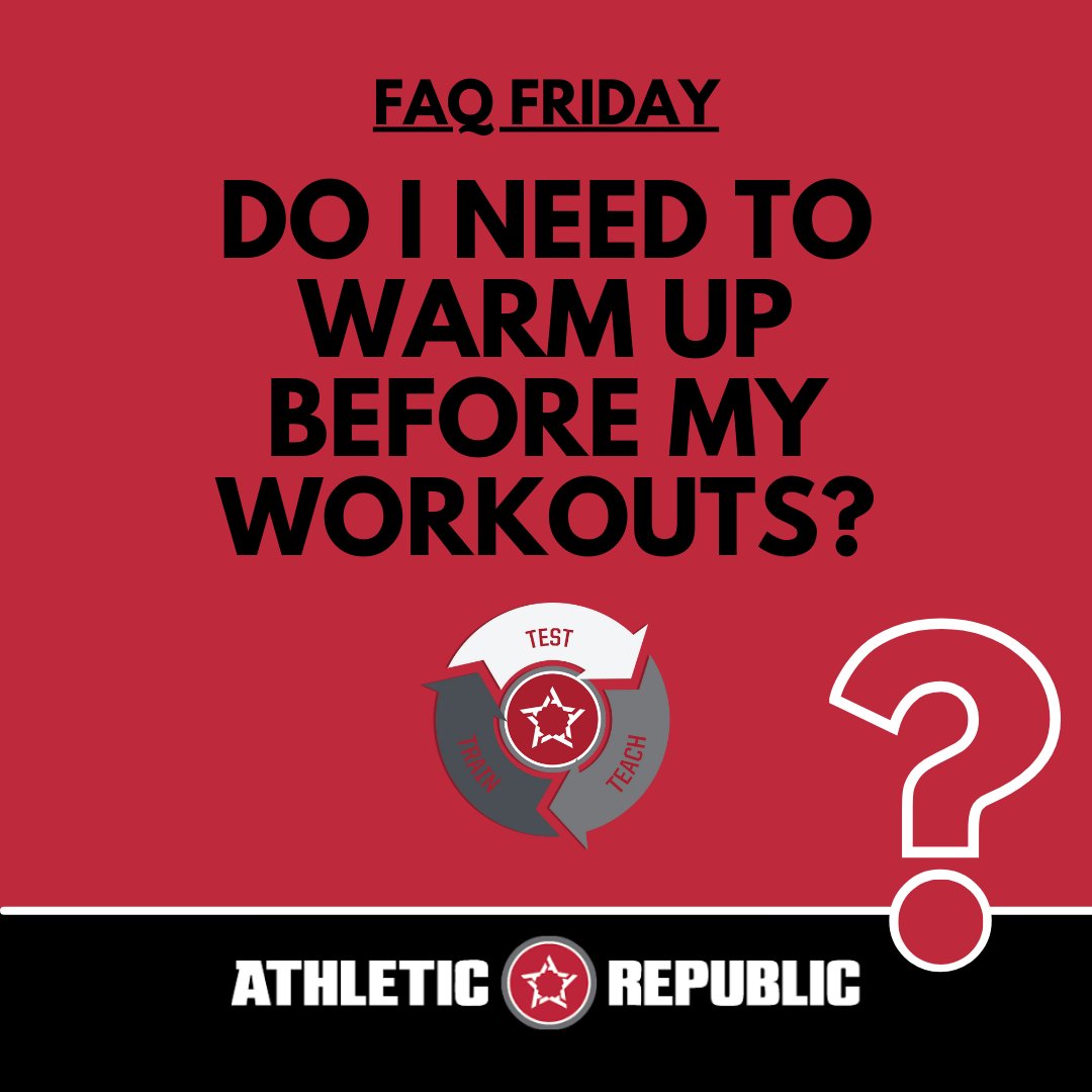 FAQ FRIDAY: Do I need to warm up before my workouts?

Absolutely! Warming up and cooling down may help reduce your risk of injury and improve performance. A good warm up prepares your body for activity, raises your body temperature and increases blood flow to your muscles.