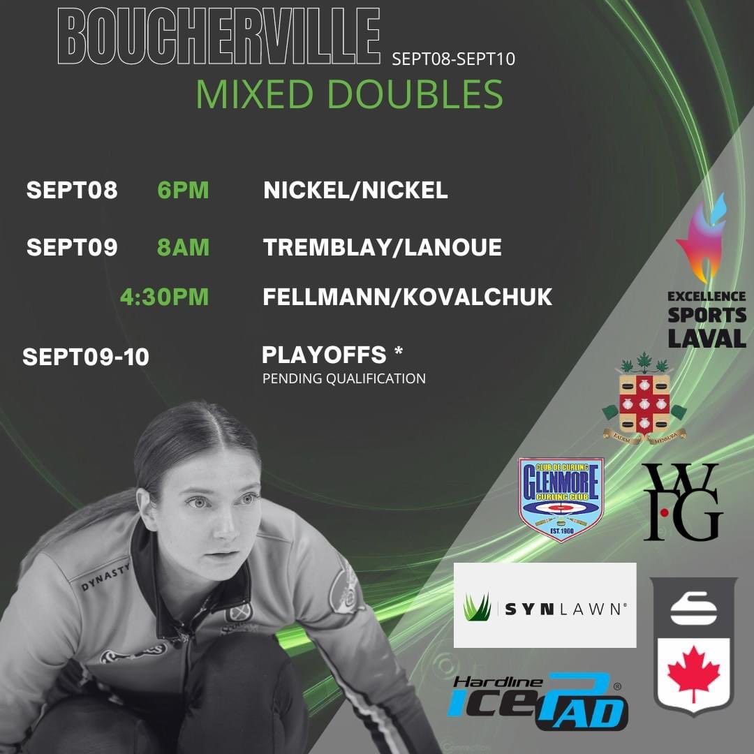 TBobebe's tweet photo. Back on the ice this weekend at the Boucherville Curling club! We will be streamed tonight for our first game! Watch us play on the Circuit Goldline Double Mixte facebook page!🤩 @fasselin94 https://t.co/qehjBpdWzG