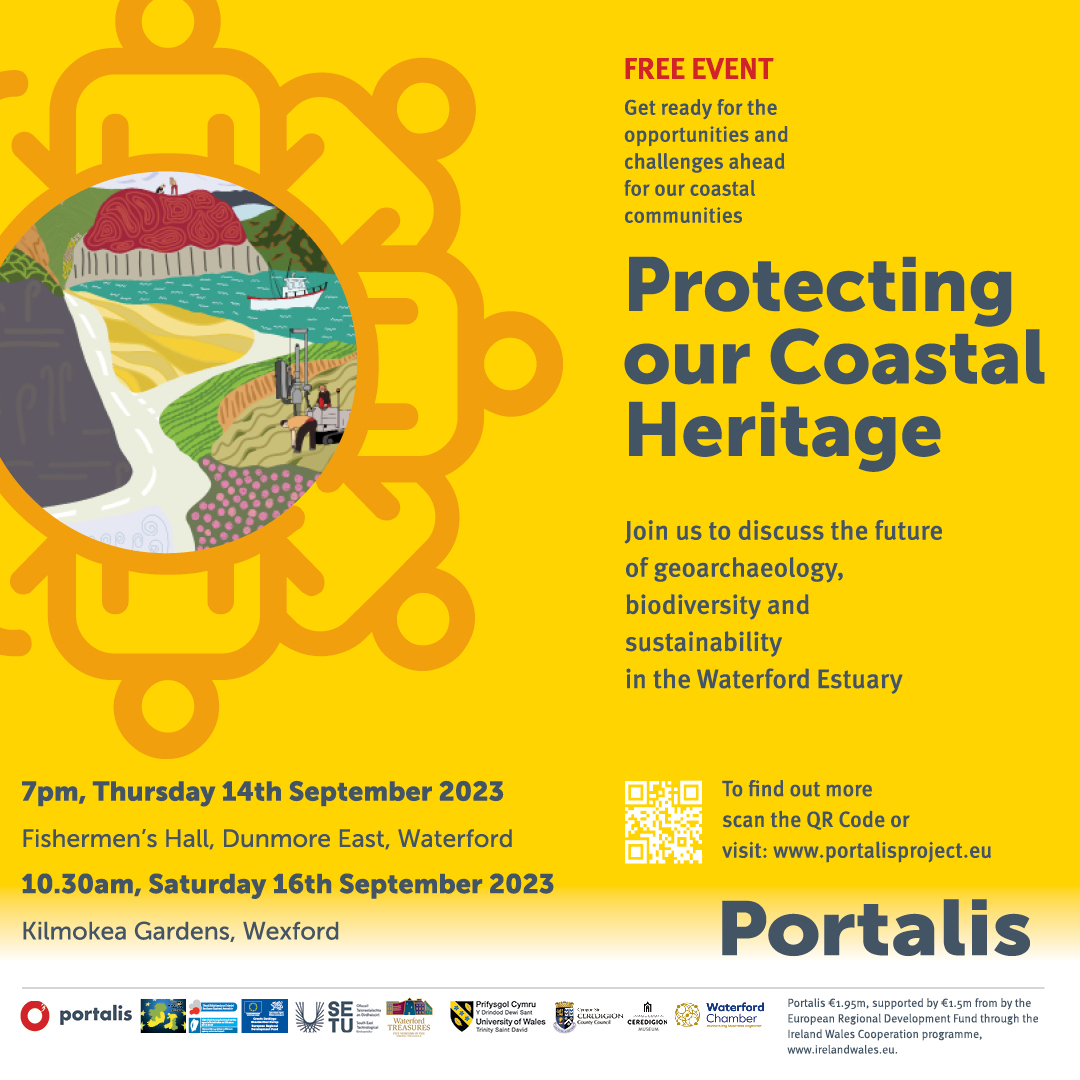 portalisproject's tweet photo. 📅Join Portalis as we discuss the future of #geoarchaeology, #biodiversity, and #sustainability in the Waterford Estuary! Register now for our two events happening in Waterford and Wexford 👉https://t.co/kFh6R8uJC9 https://t.co/5TGRwYjkcV