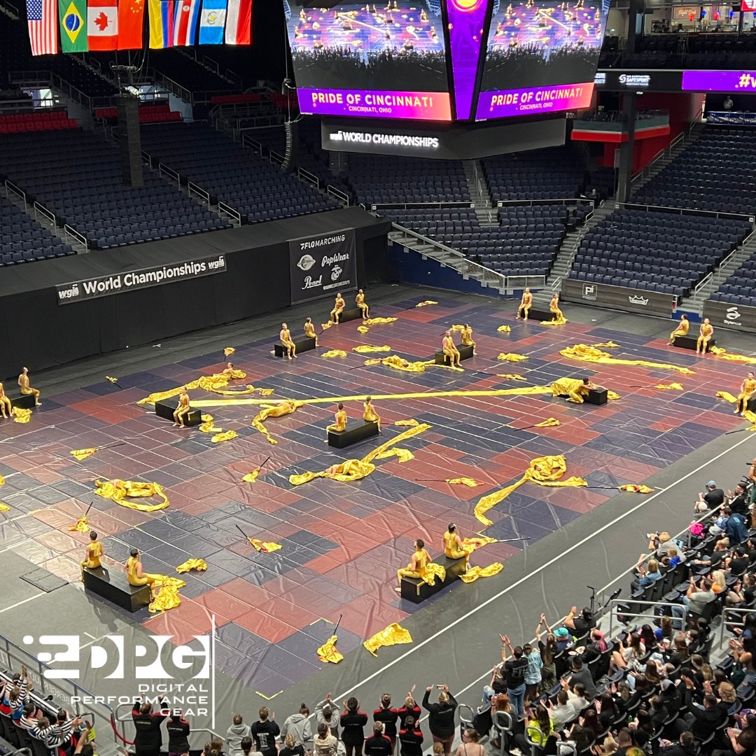 DPGPerforms's tweet image. A look back at Pride of Cincinnati at the 2023 WGI World Championships!

#dpgfloors  #wgicolorguard #winterguard #wgi2023 #customprinting