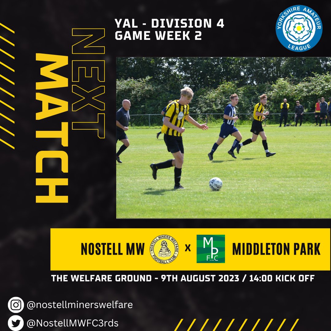 ⚽️| Game Week 2👇

After last weekends postponement, the 3rds are back in action tomorrow afternoon as they host @middletonparkfc Res. 

The boys are raring to go as they look to make amends for the poor start to the season. 

#UTW | #OneClub |⚫️🟡